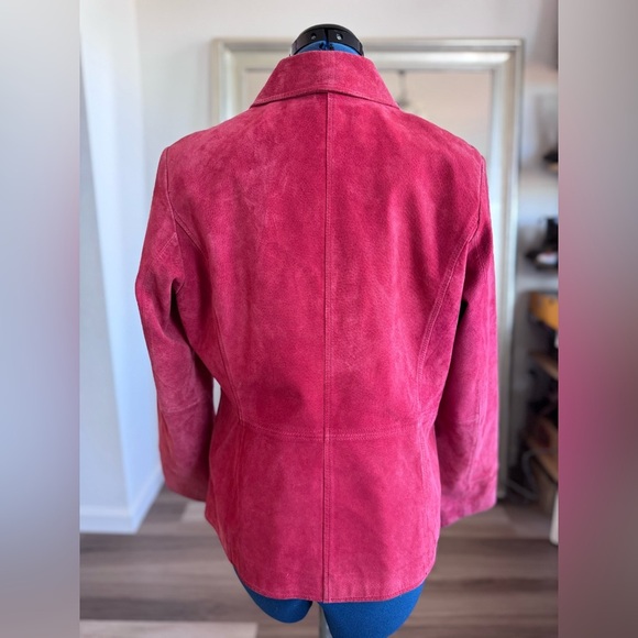 Vintage 90s Y2K Bernardo Red Leather Suede Moto Biker Zip Up Jacket PM - Picture 6 of 13